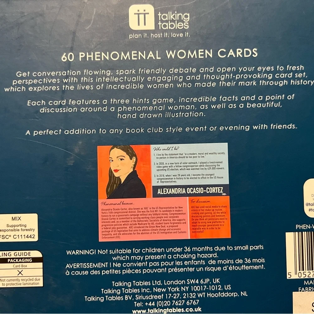 Talking Tables 60 Phenomenal Women in History Flashcards Game female empowerment
